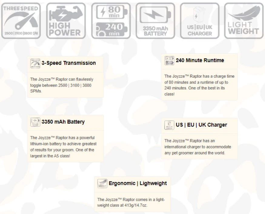Joyzze Raptor Cordless A5 Clipper (1 Battery) 10 Joyzze Raptor Cordless A5 Clipper (1 Battery) - Image 8