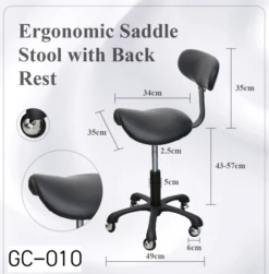 Groomer's Saddle Stool With Back Rest (Black) -Pet Care Shop T GC010 3
