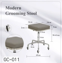 Groomer's Modern Groomer Stool With Square Cushion (Grey) -Pet Care Shop T GC011 4