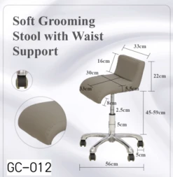 Groomer's Modern Groomer Stool With Square Cushion And Waist Support (Grey) -Pet Care Shop T GC012