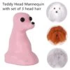 KissGrooming Head Mannequin (Teddy Bear) With Set Of 3 Head Hair -Pet Care Shop T RMD4201 SET